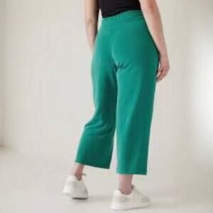NEW Size 2P Athleta Echo Wide Leg High Rise Elastic Waist Teal Green Crop Pant